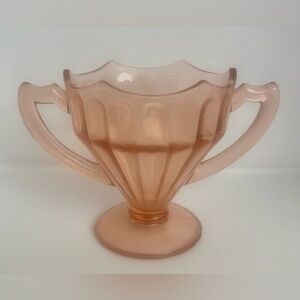 Vintage 1930’s Liberty Works Egg Harbor Pink Glass Sugar Bowl